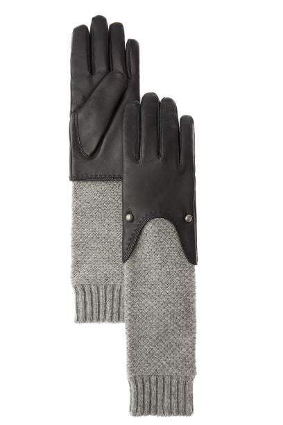 Marron Ladies Leather & Knit Gloves