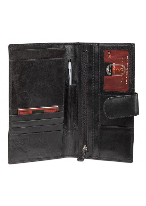 Mancini Leather Travel Wallet with Passport Pocket RFID