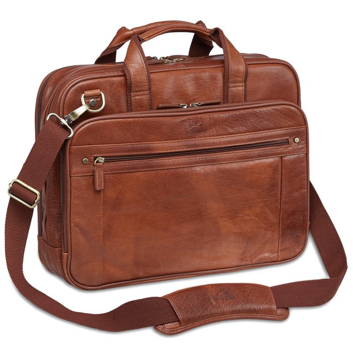 Mancini Leather Double Compartment Briefcase for 15.6” Laptop / Tablet