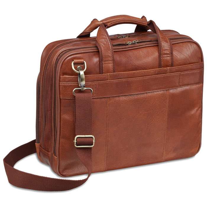 Mancini Leather Double Compartment Briefcase for 15.6” Laptop / Tablet