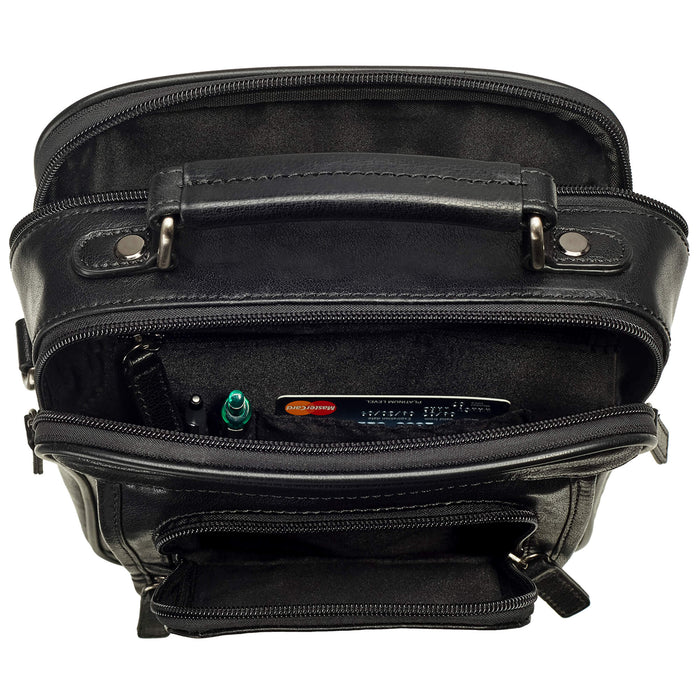 Mancini Leather Double Compartment Unisex Bag