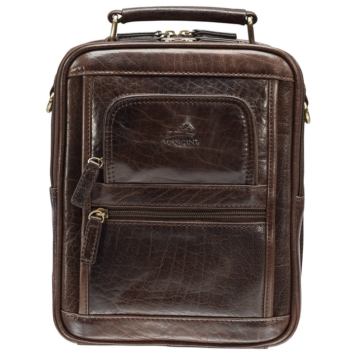 Mancini Leather Large Unisex Bag with Zippered Rear Organizer