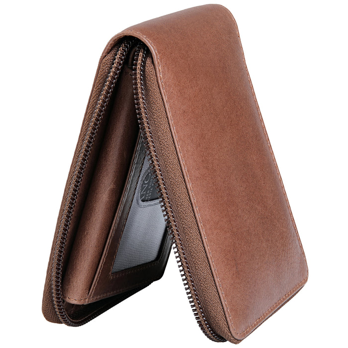 Mancini Leather Men's Wallet Zippered RFID Billfold with Removable Passcase