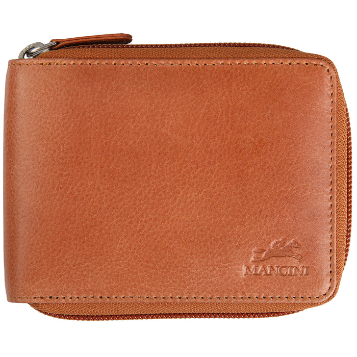 Mancini Leather Men's Wallet Zippered RFID Billfold with Removable Passcase