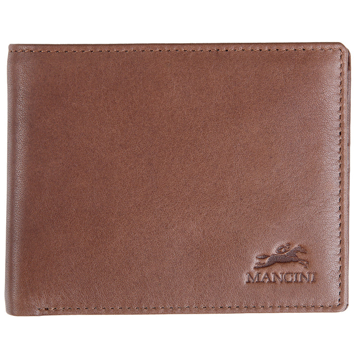 Mancini Leather Men's Center Wing RFID Wallet with Coin Pocket