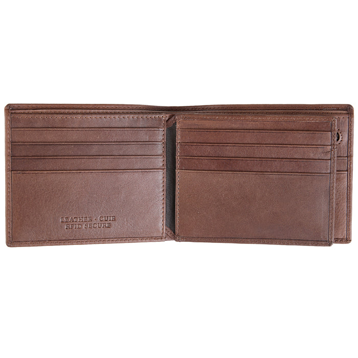 Mancini Leather Men's Center Wing RFID Wallet with Coin Pocket