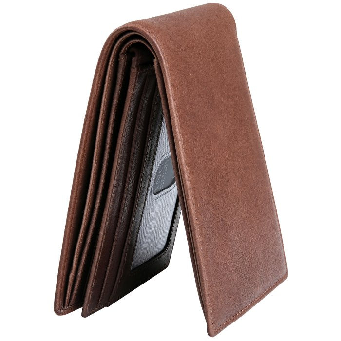 Mancini Leather Men's Center Wing RFID Wallet with Coin Pocket