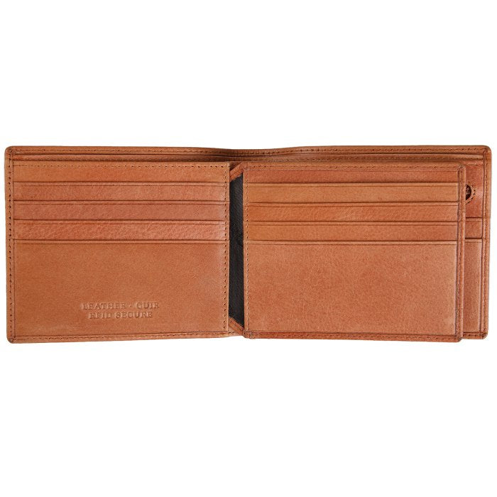 Mancini Leather Men's Center Wing RFID Wallet with Coin Pocket