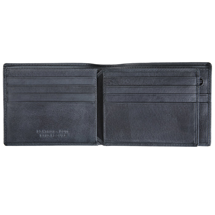 Mancini Leather Men's Center Wing RFID Wallet with Coin Pocket