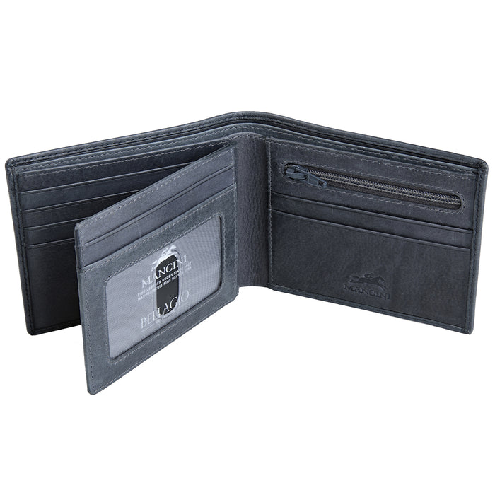 Mancini Leather Men's Center Wing RFID Wallet with Coin Pocket