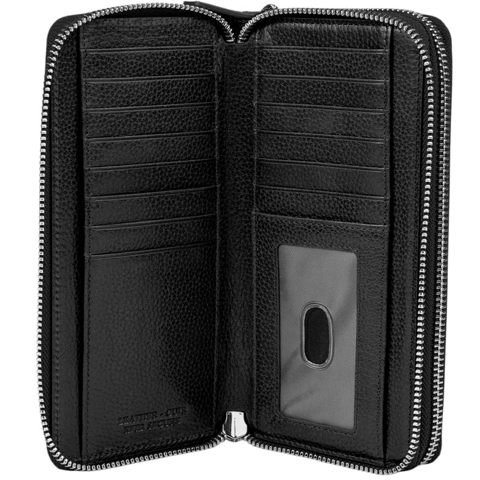 Mancini Leather Fifth Avenue RFID Secure Double Zipper Wallet