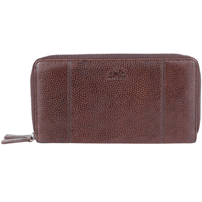Mancini Leather Fifth Avenue RFID Secure Double Zipper Wallet