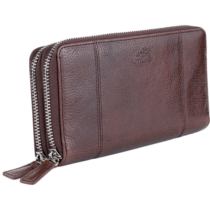 Mancini Leather Fifth Avenue RFID Secure Double Zipper Wallet