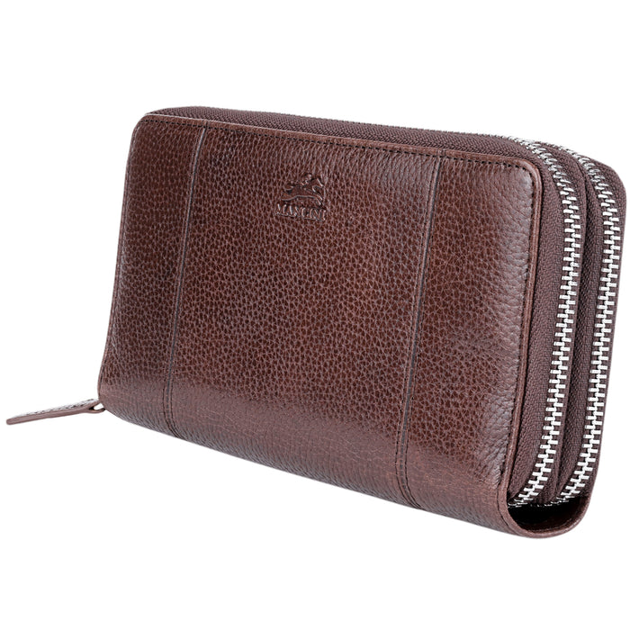 Mancini Leather Fifth Avenue RFID Secure Double Zipper Wallet