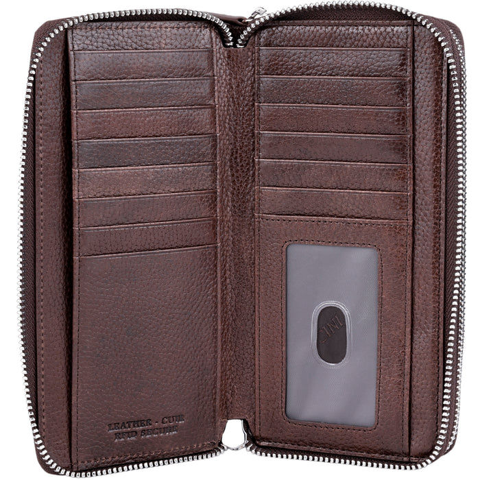 Mancini Leather Fifth Avenue RFID Secure Double Zipper Wallet