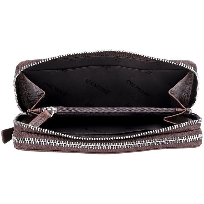Mancini Leather Fifth Avenue RFID Secure Double Zipper Wallet