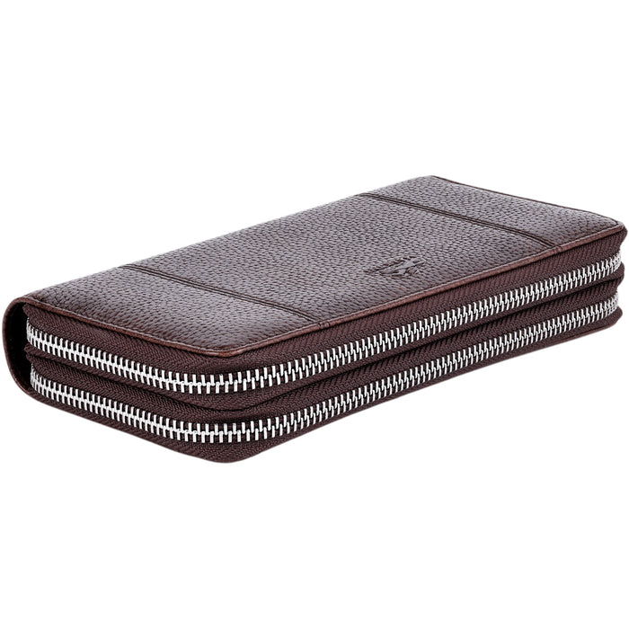 Mancini Leather Fifth Avenue RFID Secure Double Zipper Wallet