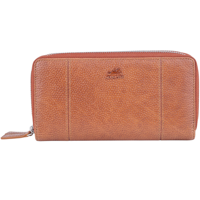 Mancini Leather Fifth Avenue RFID Secure Double Zipper Wallet