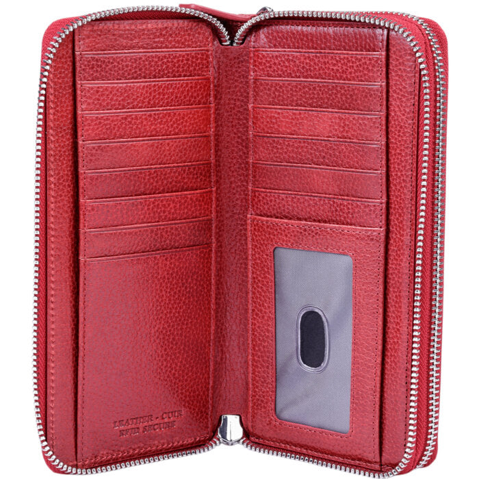 Mancini Leather Fifth Avenue RFID Secure Double Zipper Wallet