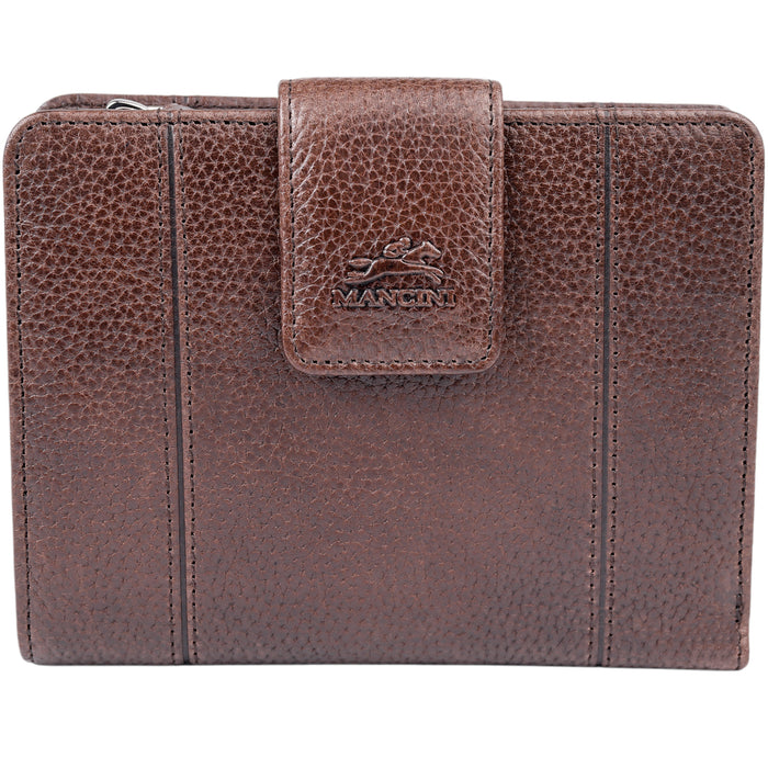 Mancini Leather Fifth Ave RFID Secure Medium Clutch Wallet