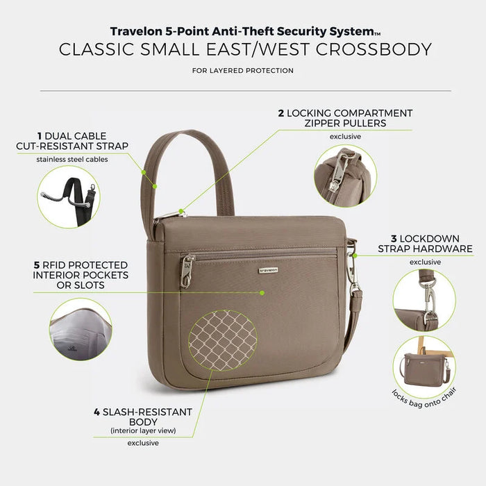 Travelon Anti-Theft Classic Small E/W Crossbody