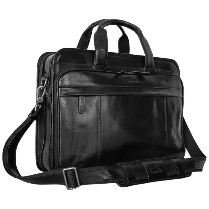 Mancini Pelle D’oro Double Compartment Top Zipper 15.6” Laptop / Tablet Briefcase