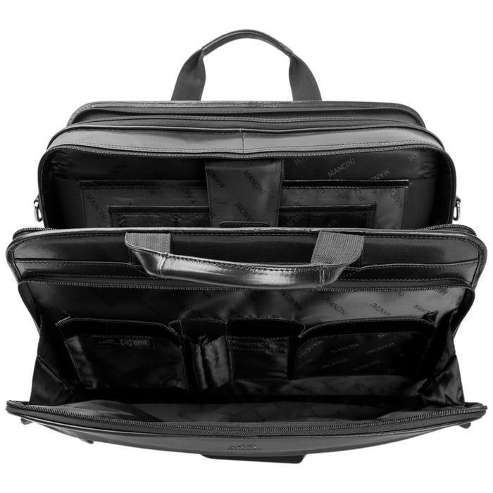 Mancini Pelle D’oro Double Compartment Top Zipper 15.6” Laptop / Tablet Briefcase
