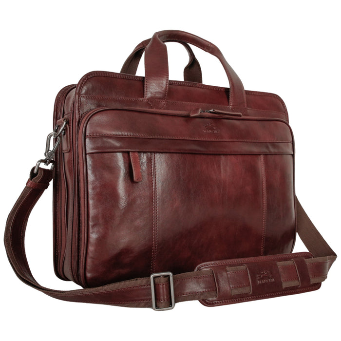 Mancini Pelle D’oro Double Compartment Top Zipper 15.6” Laptop / Tablet Briefcase