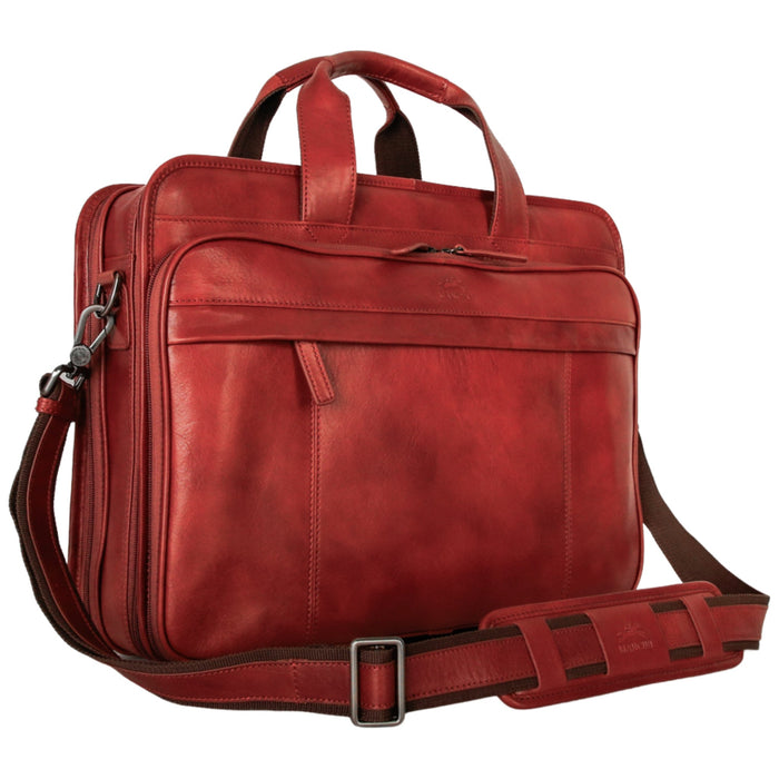 Mancini Pelle D’oro Double Compartment Top Zipper 15.6” Laptop / Tablet Briefcase