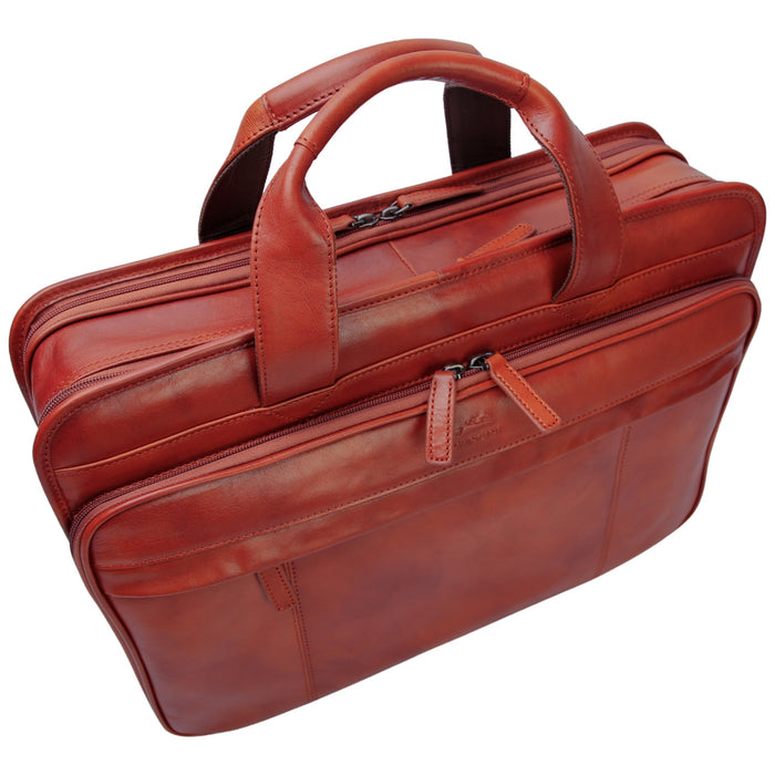 Mancini Pelle D’oro Double Compartment Top Zipper 15.6” Laptop / Tablet Briefcase