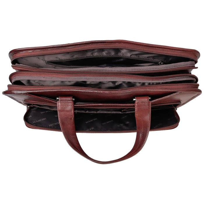Mancini Pelle D’oro Triple Compartment 15.6” Laptop / Tablet Briefcase