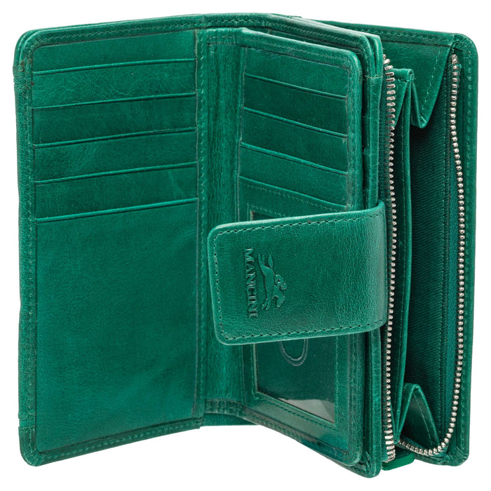 Mancini Leather South Beach RFID Secure Medium Clutch Wallet