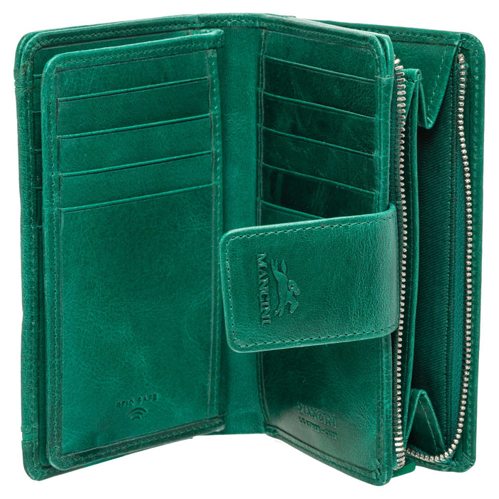 Mancini Leather South Beach RFID Secure Medium Clutch Wallet