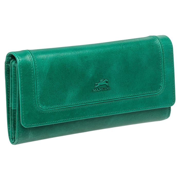Mancini Leather South Beach RFID Secure Quadruple Fold Wallet