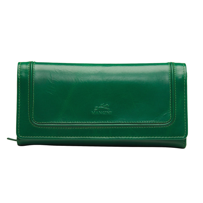 Mancini Leather South Beach Ladies’ RFID Secure Trifold Checkbook Wallet