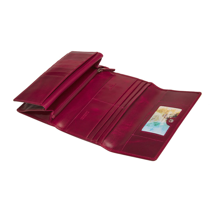 Mancini Leather South Beach Ladies’ RFID Secure Trifold Checkbook Wallet