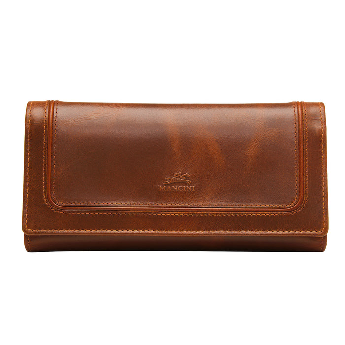 Mancini Leather South Beach Ladies’ RFID Secure Trifold Checkbook Wallet