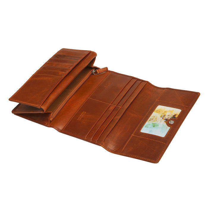 Mancini Leather South Beach Ladies’ RFID Secure Trifold Checkbook Wallet