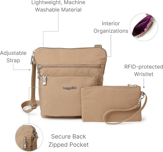 Baggallini Legacy Pocket Crossbody With RFID Wristlet