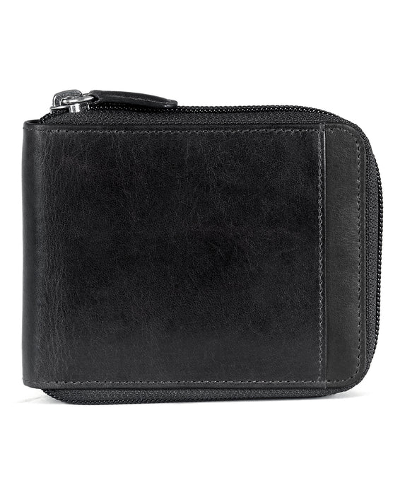 Mancini Leather Men's Wallet Zippered with Removable Passcase RFID