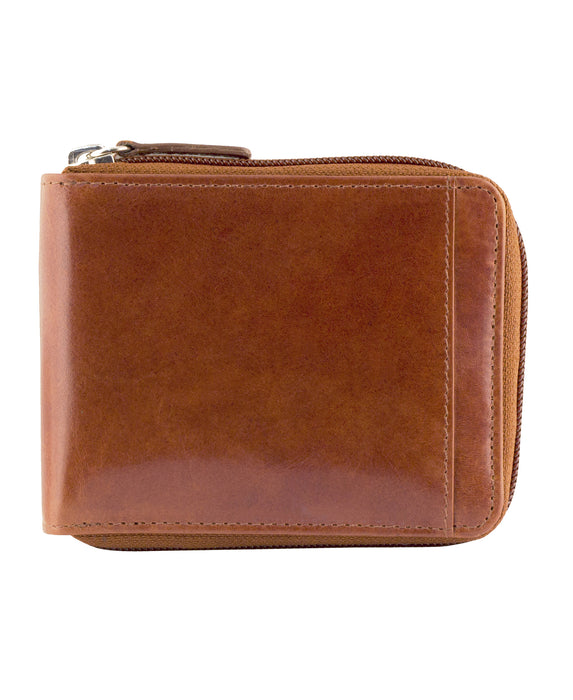 Mancini Leather Men's Wallet Zippered with Removable Passcase RFID