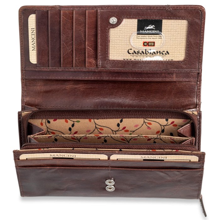 Mancini Leather Ladies’ RFID Secure Medium Clutch Wallet