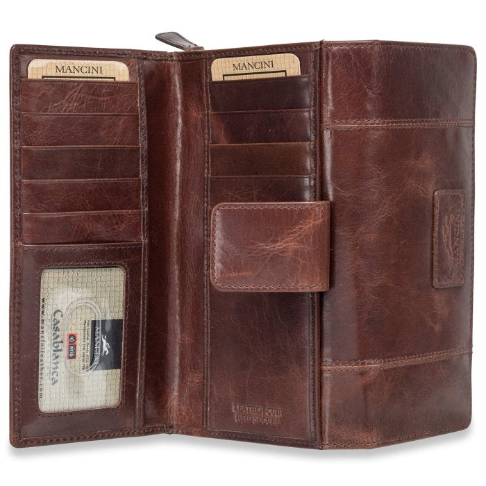 Mancini Leather Ladies’ RFID Secure Medium Clutch Wallet