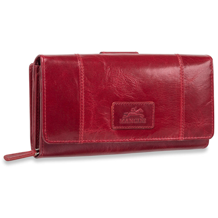 Mancini Leather Ladies’ RFID Secure Medium Clutch Wallet