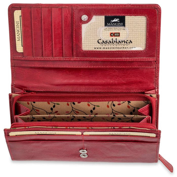 Mancini Leather Ladies’ RFID Secure Medium Clutch Wallet