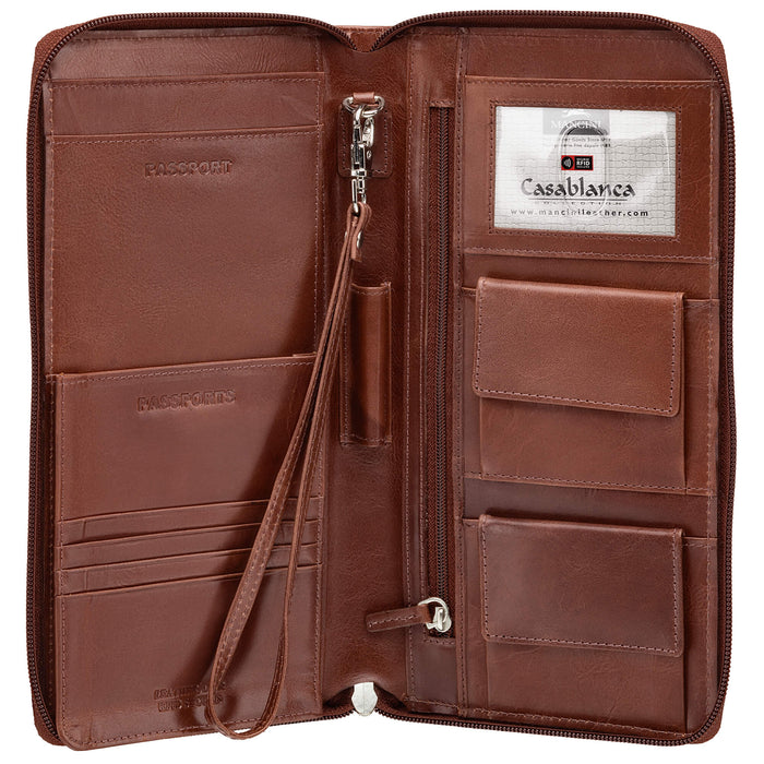 Mancini Leather RFID Secure Deluxe Passport / Travel Organizer