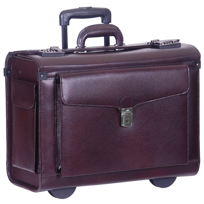 Mancini Leather Briefcase High Capacity Wheeled