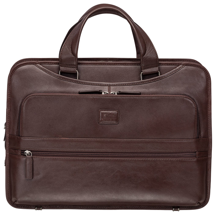 Mancini Leather Milan Triple Compartment Briefcase for 15.6” Laptop / Tablet