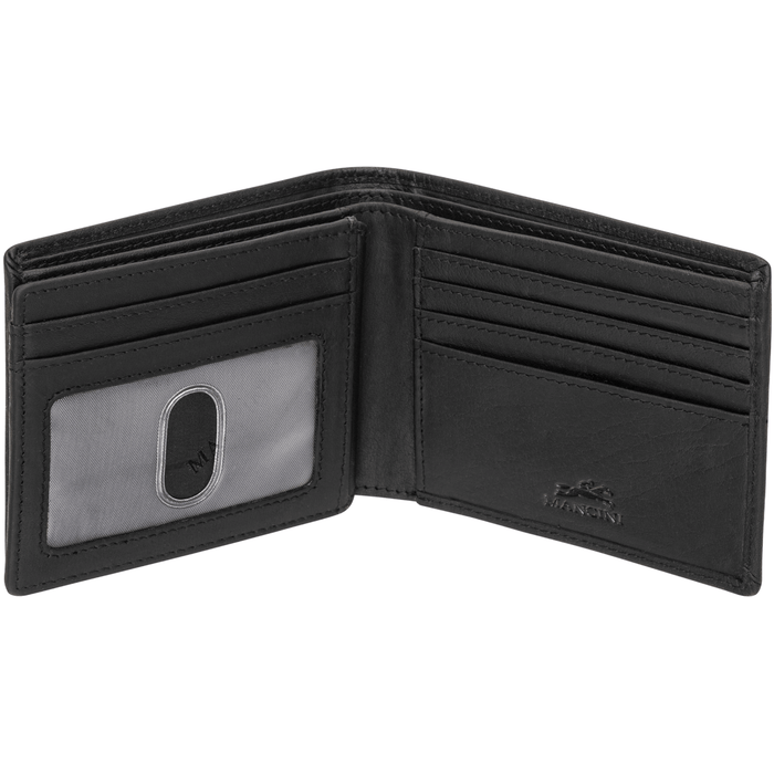 Mancini Leather Men's Buffalo RFID Secure Center Wing Billfold