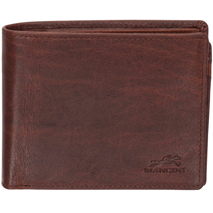 Mancini Leather Men's Buffalo RFID Secure Center Wing Billfold